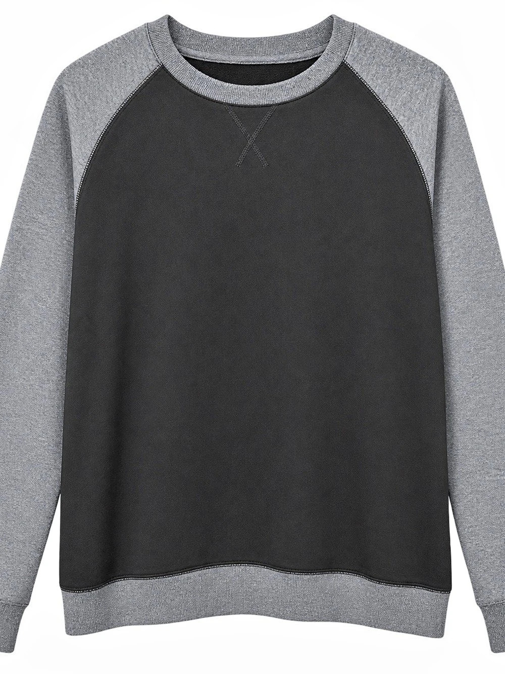 Urban Heritage Men’s L Black Grey Raglan Crewneck Sweatshirt
